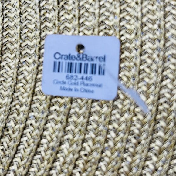 NWT Crate and Barrel Placemats 15" Round Rattan Woven Gold Set of 4 NEW - Picture 6 of 6
